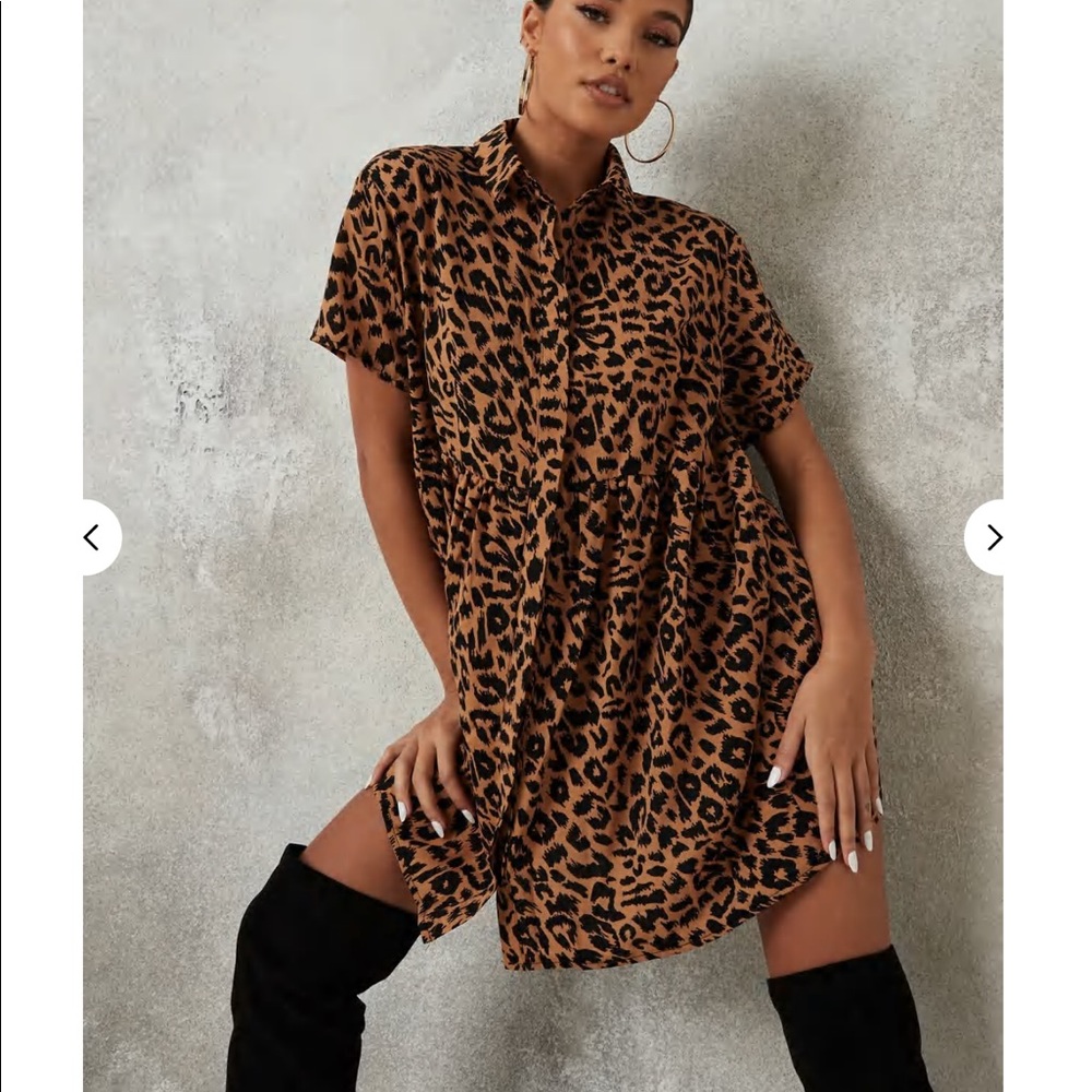 Missguided Leopard Print Smock Dress
